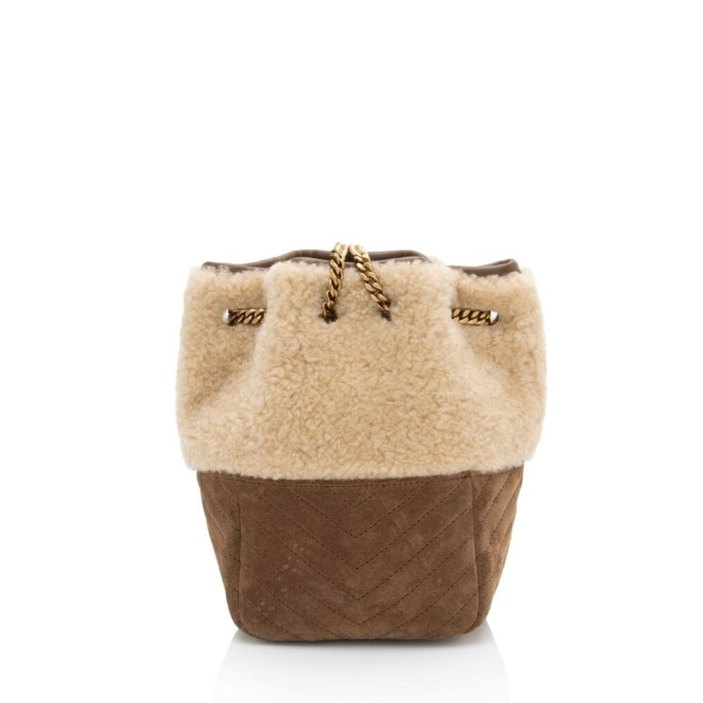 Saint Laurent Suede Shearling Joe Mini Bucket Bag - Picture 4 of 10